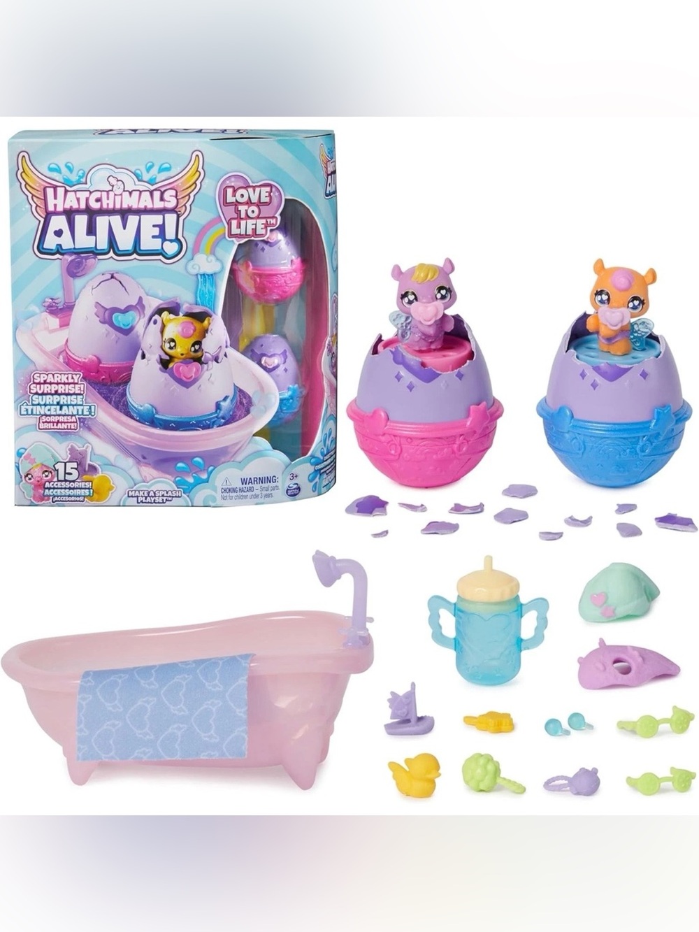 Hatchimals Alive, Make a Splash Playset with 15 Accessories New-Magical Eggs